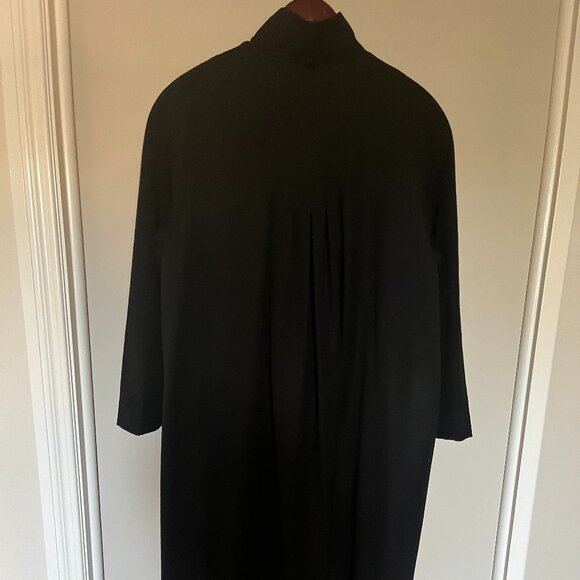 Vintage EATON RONTEX Womens 10 - 12 Black Pure Virgin Wool Midi DRESS COAT - Picture 13 of 14